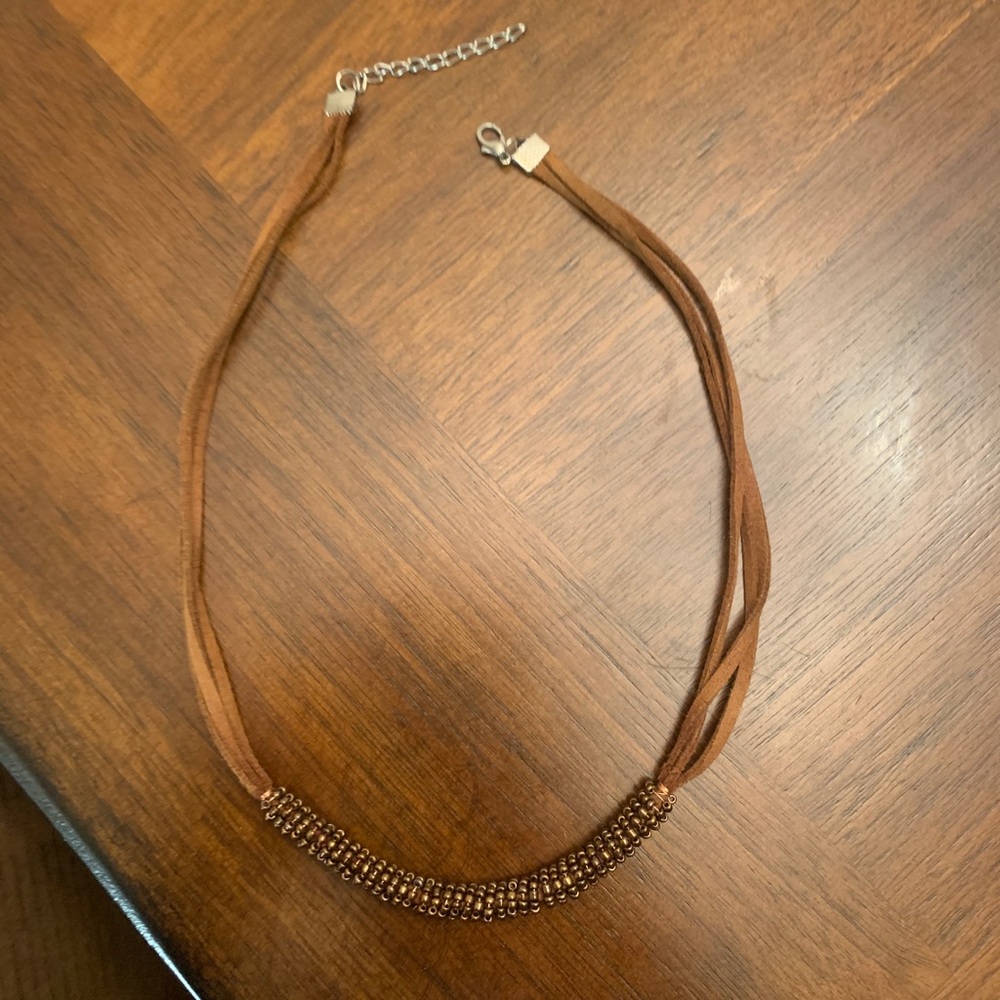 Copper and leather necklace